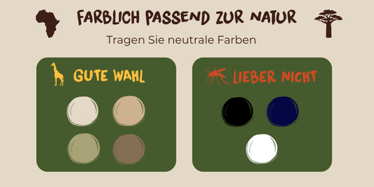 Empfohlene und unpassende Farben für eine Safari